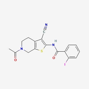 molecular formula C17H14IN3O2S B2803228 N-(6-acetyl-3-cyano-4,5,6,7-tetrahydrothieno[2,3-c]pyridin-2-yl)-2-iodobenzamide CAS No. 864859-06-3