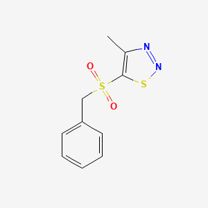 molecular formula C10H10N2O2S2 B2803229 Benzyl 4-methyl-1,2,3-thiadiazol-5-yl sulfone CAS No. 400086-10-4
