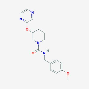 molecular formula C18H22N4O3 B2803236 N-(4-methoxybenzyl)-3-(pyrazin-2-yloxy)piperidine-1-carboxamide CAS No. 2034434-04-1