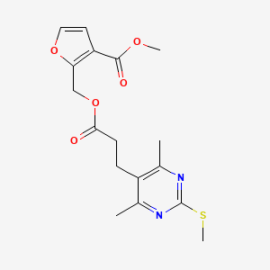 molecular formula C17H20N2O5S B2803240 Methyl 2-[({3-[4,6-dimethyl-2-(methylsulfanyl)pyrimidin-5-yl]propanoyl}oxy)methyl]furan-3-carboxylate CAS No. 1110884-93-9