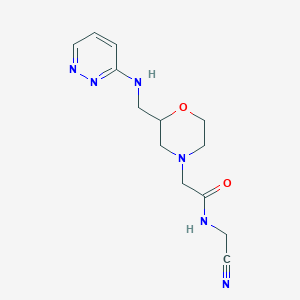 molecular formula C13H18N6O2 B2803244 N-(cyanomethyl)-2-(2-{[(pyridazin-3-yl)amino]methyl}morpholin-4-yl)acetamide CAS No. 1384549-57-8