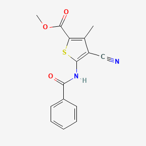 molecular formula C15H12N2O3S B2803247 Methyl 5-benzamido-4-cyano-3-methylthiophene-2-carboxylate CAS No. 445288-03-9