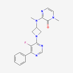 molecular formula C19H19FN6O B2803248 3-[[1-(5-Fluoro-6-phenylpyrimidin-4-yl)azetidin-3-yl]-methylamino]-1-methylpyrazin-2-one CAS No. 2380095-38-3