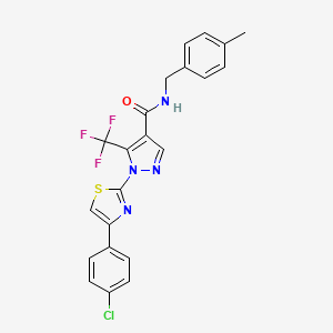 molecular formula C22H16ClF3N4OS B2803249 1-[4-(4-chlorophenyl)-1,3-thiazol-2-yl]-N-(4-methylbenzyl)-5-(trifluoromethyl)-1H-pyrazole-4-carboxamide CAS No. 321998-53-2
