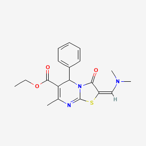 (E)-ethyl 2-((dimethylamino)methylene)-7-methyl-3-oxo-5-phenyl-3,5-dihydro-2H-thiazolo[3,2-a]pyrimidine-6-carboxylate