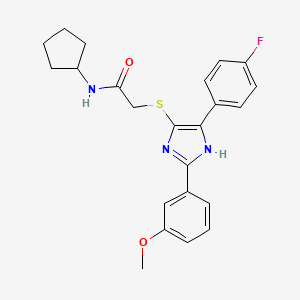 molecular formula C23H24FN3O2S B2803260 N-CYCLOPENTYL-2-{[5-(4-FLUOROPHENYL)-2-(3-METHOXYPHENYL)-1H-IMIDAZOL-4-YL]SULFANYL}ACETAMIDE CAS No. 901258-17-1