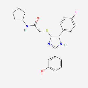 molecular formula C23H24FN3O2S B2803260 N-cyclopentyl-2-((5-(4-fluorophenyl)-2-(3-methoxyphenyl)-1H-imidazol-4-yl)thio)acetamide CAS No. 901258-17-1