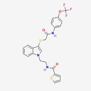 molecular formula C24H20F3N3O3S2 B2803295 N-(2-{3-[({[4-(trifluoromethoxy)phenyl]carbamoyl}methyl)sulfanyl]-1H-indol-1-yl}ethyl)thiophene-2-carboxamide CAS No. 851715-10-1