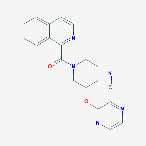 molecular formula C20H17N5O2 B2803302 3-((1-(Isoquinoline-1-carbonyl)piperidin-3-yl)oxy)pyrazine-2-carbonitrile CAS No. 2034503-94-9