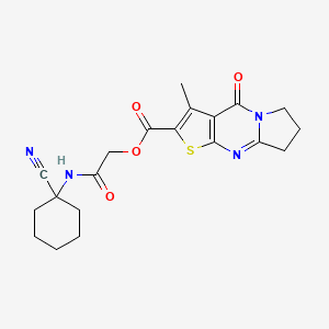 molecular formula C20H22N4O4S B2803304 [(1-Cyanocyclohexyl)carbamoyl]methyl 4-methyl-2-oxo-6-thia-1,8-diazatricyclo[7.3.0.0^{3,7}]dodeca-3(7),4,8-triene-5-carboxylate CAS No. 874670-19-6