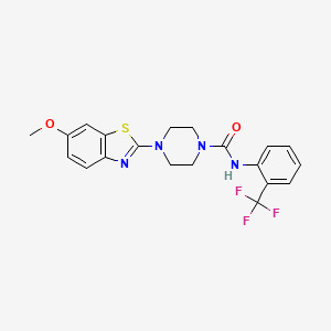 molecular formula C20H19F3N4O2S B2803305 4-(6-methoxybenzo[d]thiazol-2-yl)-N-(2-(trifluoromethyl)phenyl)piperazine-1-carboxamide CAS No. 1203055-73-5
