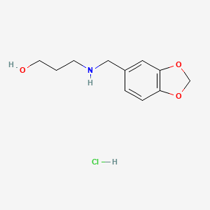 molecular formula C11H16ClNO3 B2803312 3-[(Benzo[1,3]dioxol-5-ylmethyl)-amino]-propan-1-OL hydrochloride CAS No. 1050208-23-5