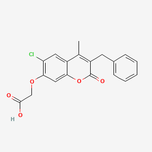 molecular formula C19H15ClO5 B2803314 [(3-benzyl-6-chloro-4-methyl-2-oxo-2H-chromen-7-yl)oxy]acetic acid CAS No. 690679-66-4