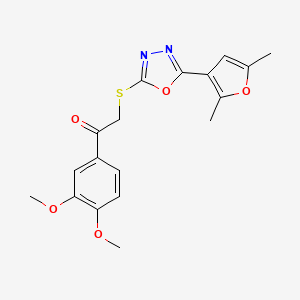 molecular formula C18H18N2O5S B2803319 1-(3,4-Dimethoxyphenyl)-2-((5-(2,5-dimethylfuran-3-yl)-1,3,4-oxadiazol-2-yl)thio)ethanone CAS No. 1021059-13-1