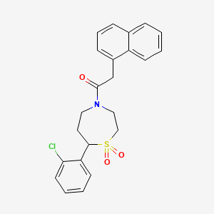 molecular formula C23H22ClNO3S B2803321 1-(7-(2-Chlorophenyl)-1,1-dioxido-1,4-thiazepan-4-yl)-2-(naphthalen-1-yl)ethanone CAS No. 2034385-00-5
