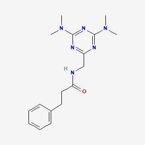 molecular formula C17H24N6O B2803332 N-((4,6-bis(dimethylamino)-1,3,5-triazin-2-yl)methyl)-3-phenylpropanamide CAS No. 2034517-51-4
