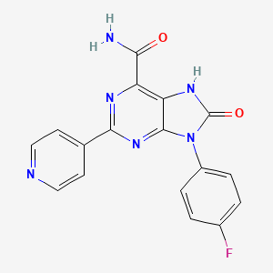 molecular formula C17H11FN6O2 B2803342 9-(4-fluorophenyl)-8-oxo-2-pyridin-4-yl-7H-purine-6-carboxamide CAS No. 869069-09-0
