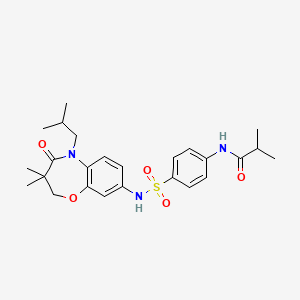 molecular formula C25H33N3O5S B2803345 N-(4-(N-(5-isobutyl-3,3-dimethyl-4-oxo-2,3,4,5-tetrahydrobenzo[b][1,4]oxazepin-8-yl)sulfamoyl)phenyl)isobutyramide CAS No. 921993-33-1