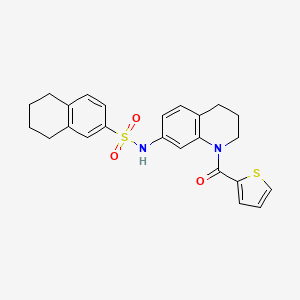molecular formula C24H24N2O3S2 B2803370 N-[1-(thiophene-2-carbonyl)-1,2,3,4-tetrahydroquinolin-7-yl]-5,6,7,8-tetrahydronaphthalene-2-sulfonamide CAS No. 1005298-70-3