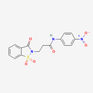 molecular formula C16H13N3O6S B2803428 N-(4-nitrophenyl)-3-(1,1,3-trioxo-2,3-dihydro-1lambda6,2-benzothiazol-2-yl)propanamide CAS No. 899996-07-7