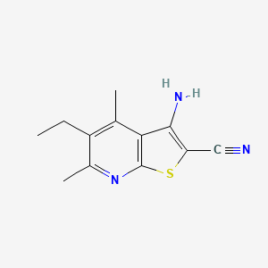 molecular formula C12H13N3S B2803465 3-Amino-5-ethyl-4,6-dimethylthieno[2,3-b]pyridine-2-carbonitrile CAS No. 312535-65-2