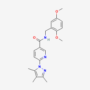 molecular formula C21H24N4O3 B2803466 N-(2,5-dimethoxybenzyl)-6-(3,4,5-trimethyl-1H-pyrazol-1-yl)nicotinamide CAS No. 1286733-34-3
