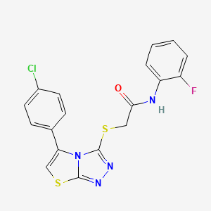 2-{[5-(4-chlorophenyl)-[1,2,4]triazolo[3,4-b][1,3]thiazol-3-yl]sulfanyl}-N-(2-fluorophenyl)acetamide
