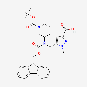 5-[[9H-Fluoren-9-ylmethoxycarbonyl-[1-[(2-methylpropan-2-yl)oxycarbonyl]piperidin-3-yl]amino]methyl]-1-methylpyrazole-3-carboxylic acid