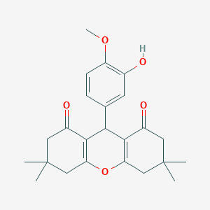 molecular formula C24H28O5 B2803518 9-(3-hydroxy-4-methoxyphenyl)-3,3,6,6-tetramethyl-3,4,5,6,7,9-hexahydro-1H-xanthene-1,8(2H)-dione CAS No. 37797-15-2