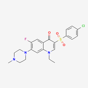 molecular formula C22H23ClFN3O3S B2803530 3-((4-chlorophenyl)sulfonyl)-1-ethyl-6-fluoro-7-(4-methylpiperazin-1-yl)quinolin-4(1H)-one CAS No. 892775-93-8