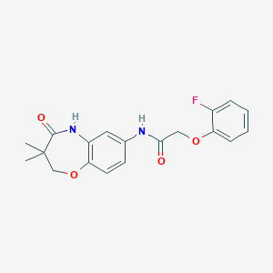 molecular formula C19H19FN2O4 B2803531 N-(3,3-dimethyl-4-oxo-2,3,4,5-tetrahydro-1,5-benzoxazepin-7-yl)-2-(2-fluorophenoxy)acetamide CAS No. 921777-53-9