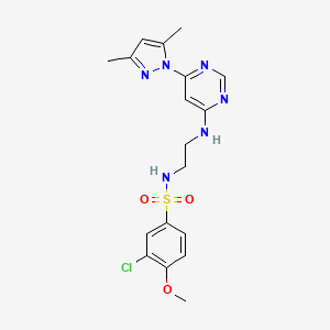 3-chloro-N-(2-((6-(3,5-dimethyl-1H-pyrazol-1-yl)pyrimidin-4-yl)amino)ethyl)-4-methoxybenzenesulfonamide