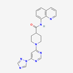 molecular formula C21H20N8O B2803539 1-(6-(1H-1,2,4-triazol-1-yl)pyrimidin-4-yl)-N-(quinolin-8-yl)piperidine-4-carboxamide CAS No. 1797282-62-2