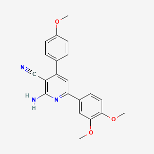molecular formula C21H19N3O3 B2803545 2-Amino-6-(3,4-dimethoxyphenyl)-4-(4-methoxyphenyl)nicotinonitrile CAS No. 235100-74-0
