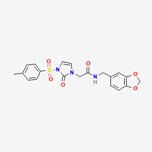molecular formula C20H19N3O6S B2803549 N-(benzo[d][1,3]dioxol-5-ylmethyl)-2-(2-oxo-3-tosyl-2,3-dihydro-1H-imidazol-1-yl)acetamide CAS No. 941879-91-0