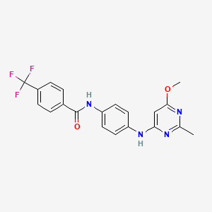 molecular formula C20H17F3N4O2 B2803552 N-(4-((6-methoxy-2-methylpyrimidin-4-yl)amino)phenyl)-4-(trifluoromethyl)benzamide CAS No. 946355-15-3