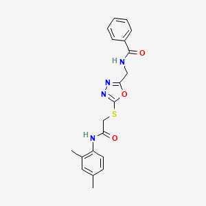 molecular formula C20H20N4O3S B2803557 N-{[5-({[(2,4-dimethylphenyl)carbamoyl]methyl}sulfanyl)-1,3,4-oxadiazol-2-yl]methyl}benzamide CAS No. 903267-76-5