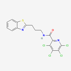molecular formula C16H11Cl4N3OS B2803599 N-[3-(1,3-benzothiazol-2-yl)propyl]-3,4,5,6-tetrachloropyridine-2-carboxamide CAS No. 1424473-37-9