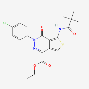 molecular formula C20H20ClN3O4S B2803602 乙酸3-(4-氯苯基)-4-氧代-5-叔丁氧羰基-3,4-二氢噻吩并[3,4-d]吡啶-1-甲酸酯 CAS No. 851950-03-3