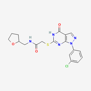 molecular formula C18H18ClN5O3S B2803603 2-((1-(3-chlorophenyl)-4-hydroxy-1H-pyrazolo[3,4-d]pyrimidin-6-yl)thio)-N-((tetrahydrofuran-2-yl)methyl)acetamide CAS No. 878107-92-7