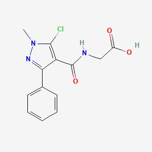 molecular formula C13H12ClN3O3 B2803606 2-{[(5-chloro-1-methyl-3-phenyl-1H-pyrazol-4-yl)carbonyl]amino}acetic acid CAS No. 956205-91-7