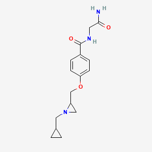 molecular formula C16H21N3O3 B2803659 N-(2-Amino-2-oxoethyl)-4-[[1-(cyclopropylmethyl)aziridin-2-yl]methoxy]benzamide CAS No. 2418719-89-6