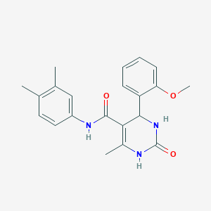 molecular formula C21H23N3O3 B2803669 N-(3,4-dimethylphenyl)-4-(2-methoxyphenyl)-6-methyl-2-oxo-1,2,3,4-tetrahydropyrimidine-5-carboxamide CAS No. 406690-67-3