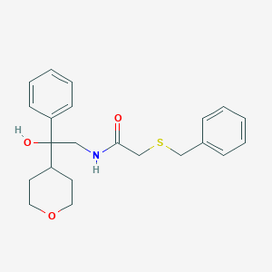 molecular formula C22H27NO3S B2803680 2-(benzylsulfanyl)-N-[2-hydroxy-2-(oxan-4-yl)-2-phenylethyl]acetamide CAS No. 2034238-78-1