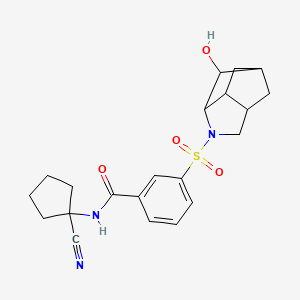 molecular formula C21H25N3O4S B2803681 N-(1-cyanocyclopentyl)-3-({2-hydroxy-4-azatricyclo[4.2.1.0^{3,7}]nonan-4-yl}sulfonyl)benzamide CAS No. 2094564-62-0