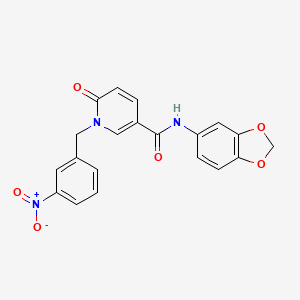 molecular formula C20H15N3O6 B2803686 N-(benzo[d][1,3]dioxol-5-yl)-1-(3-nitrobenzyl)-6-oxo-1,6-dihydropyridine-3-carboxamide CAS No. 899741-59-4