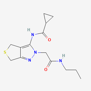 molecular formula C14H20N4O2S B2803716 N-{2-[(propylcarbamoyl)methyl]-2H,4H,6H-thieno[3,4-c]pyrazol-3-yl}cyclopropanecarboxamide CAS No. 1105201-96-4
