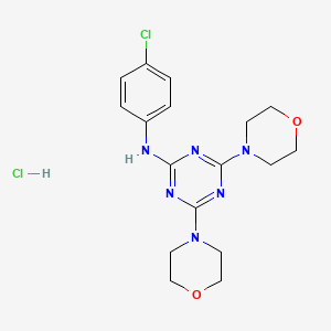 molecular formula C17H22Cl2N6O2 B2803742 N-(4-chlorophenyl)-4,6-dimorpholino-1,3,5-triazin-2-amine hydrochloride CAS No. 1179401-80-9