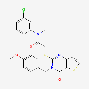 molecular formula C23H20ClN3O3S2 B2803765 N-(3-chlorophenyl)-2-({3-[(4-methoxyphenyl)methyl]-4-oxo-3H,4H-thieno[3,2-d]pyrimidin-2-yl}sulfanyl)-N-methylacetamide CAS No. 1252906-24-3