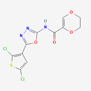 N-(5-(2,5-dichlorothiophen-3-yl)-1,3,4-oxadiazol-2-yl)-5,6-dihydro-1,4-dioxine-2-carboxamide